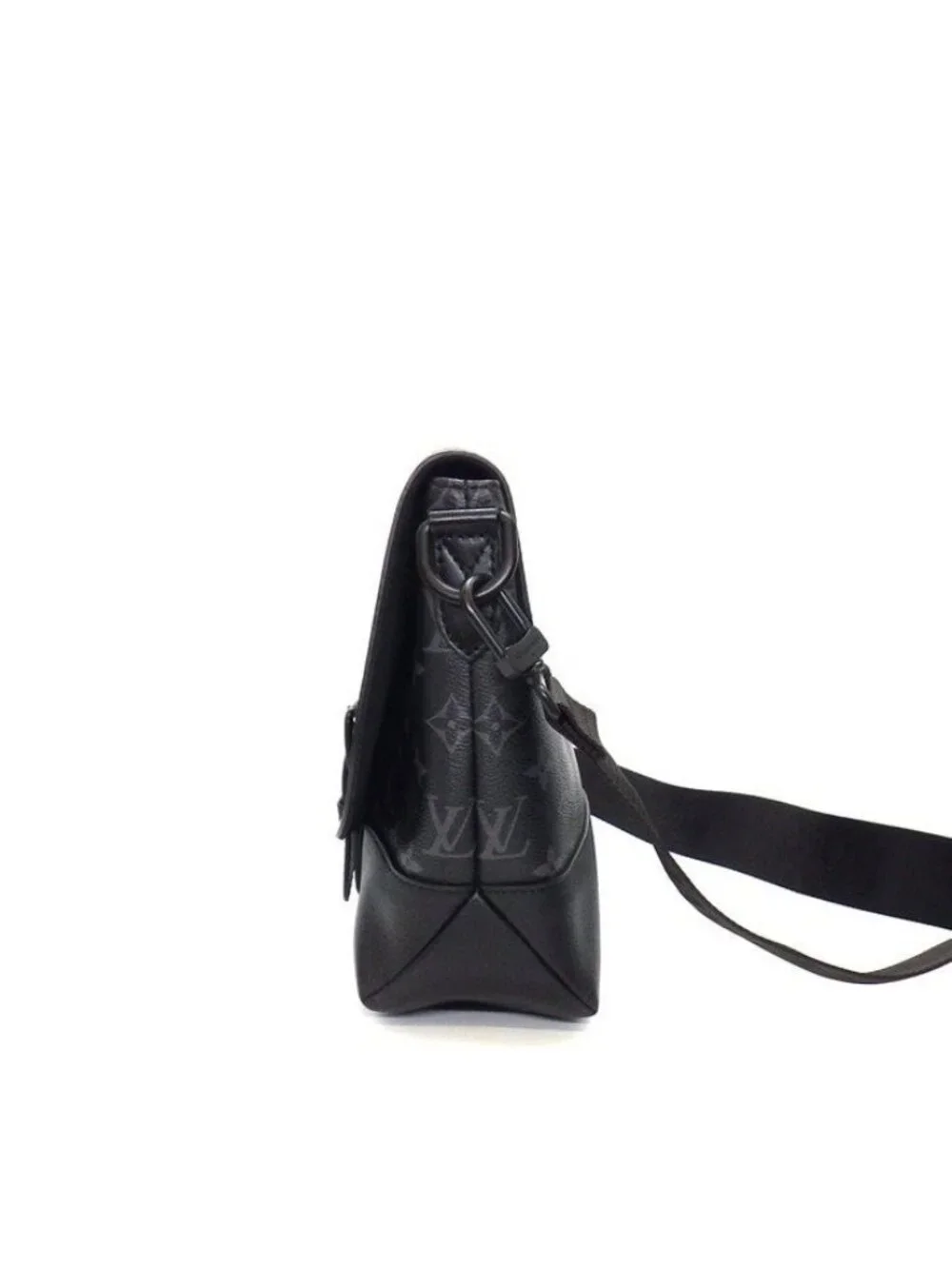 Louis Vuitton Shoulder Bag Saumur Messenger Monogram Eclipse Leather Black